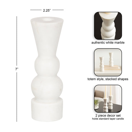 Maleea 2pc Marble Candle Holder